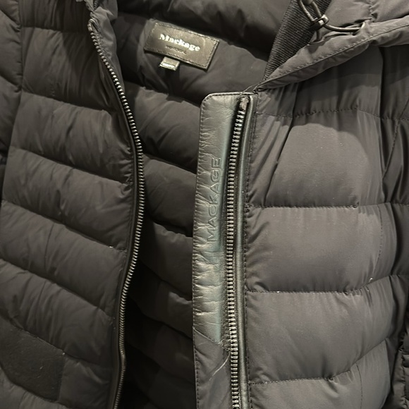Mackage light weight black puffer Kaila with leather trim XXS - Picture 4 of 6
